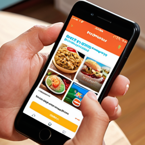 Home 4 **
A customer happily interacting with a mobile app on their phone, showcasing a user-friendly interface, personalized offers, and a loyalty program. Focus on vibrant colors and a positive, engaging atmosphere.
**